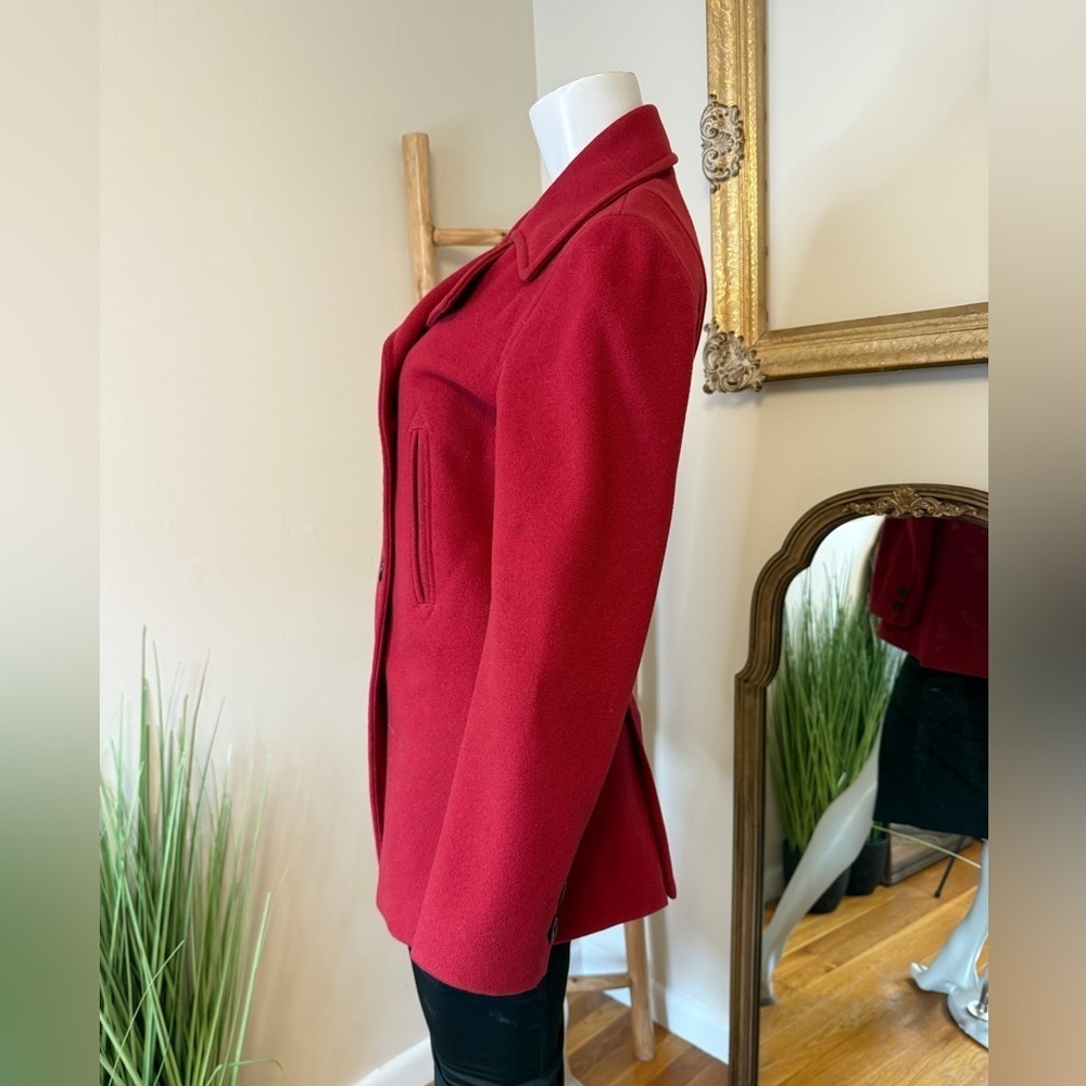 J Crew Double-Breasted Wool Red Peacoat Small Y2K - Picture 9 of 12